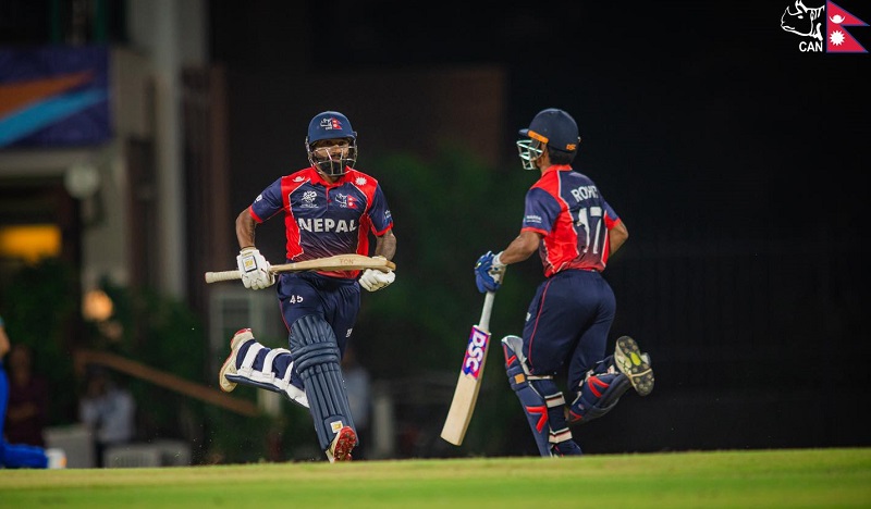 टी–२० विश्वकप अघिको पहिलो अभ्यास खेलमा नेपालले युएईलाई ७ विकेटले हरायो