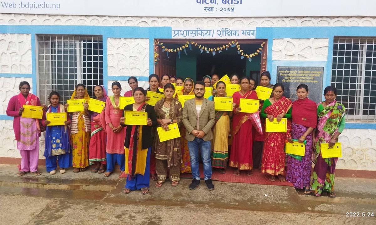 बैतडीको पाटनमा ६० जनालाइ सिप विकास सम्बन्धी छोटो अवधीको तालिम 